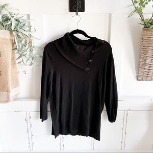 Black sweater with button collar